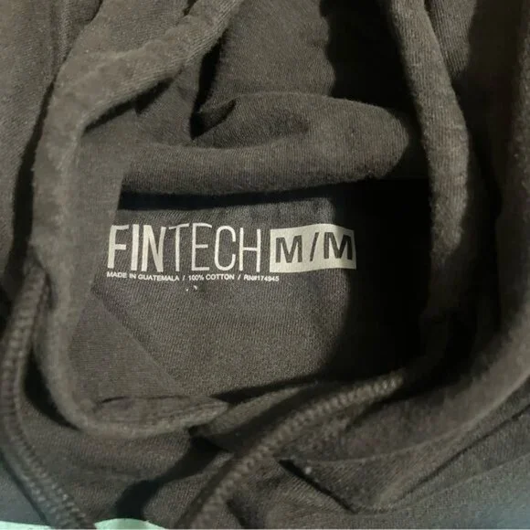 Fintech Box Logo Point Breeze Fleece Pullover Hoodie - Medium - Anthracite, NWT - Picture 9 of 9